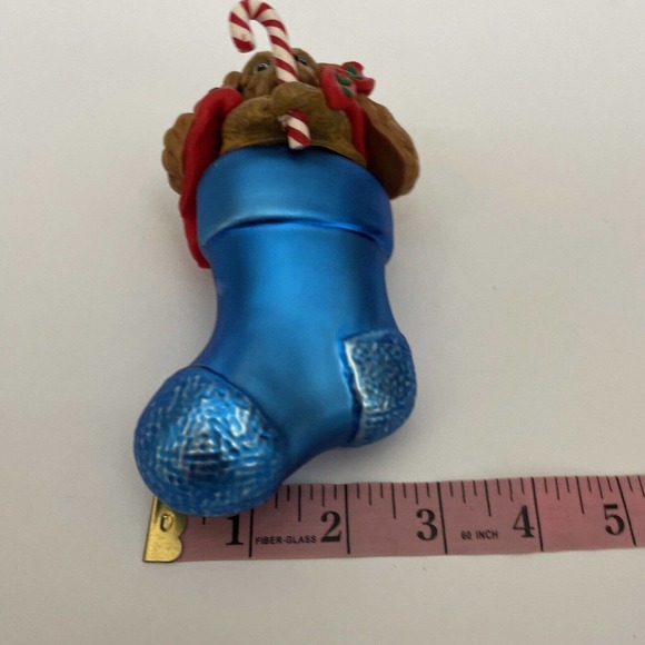 Department 56 Large Glass Christmas Noel Stocking Dog Ornament‎ - Picture 6 of 11